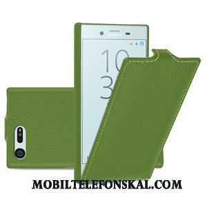Sony Xperia X Compact Grön Läderfodral Skal Telefon Skydd Äkta Läder Täcka