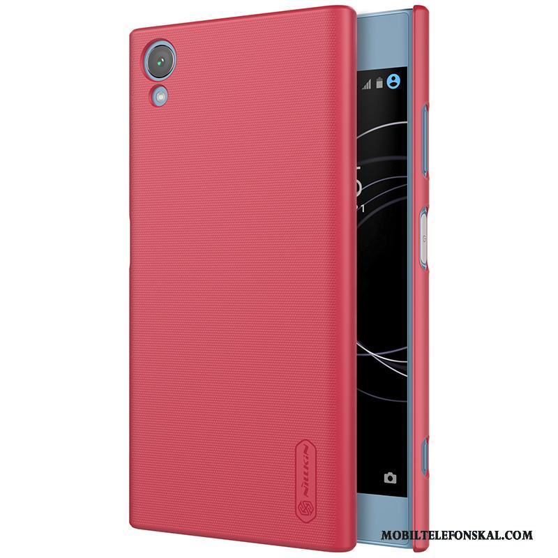 Sony Xperia Xa1 Plus Fodral Skal Telefon Röd Skydd Fallskydd Guld Nubuck