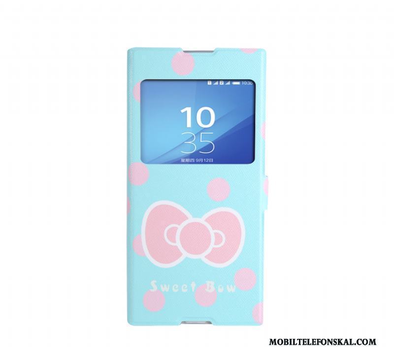 Sony Xperia Xa1 Ultra Tecknat Täcka Fodral Skal Telefon Skydd Öppna Fönstret Blå