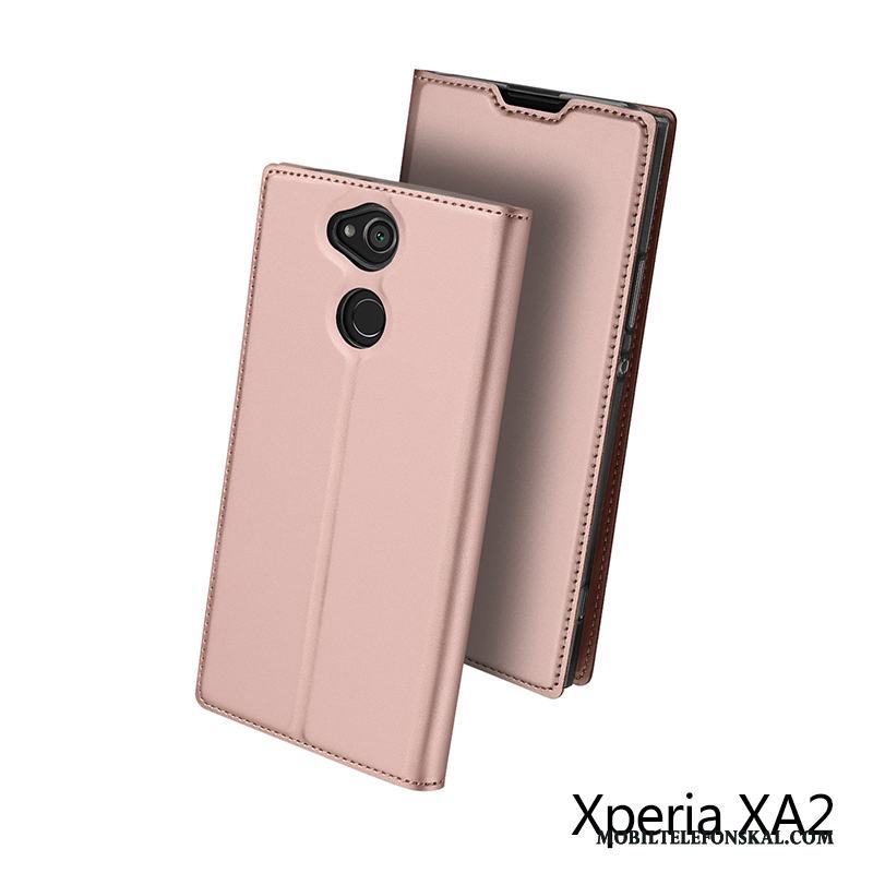 Sony Xperia Xa2 Rosa Guld All Inclusive Läderfodral Skal Fallskydd Mobil Telefon Kort