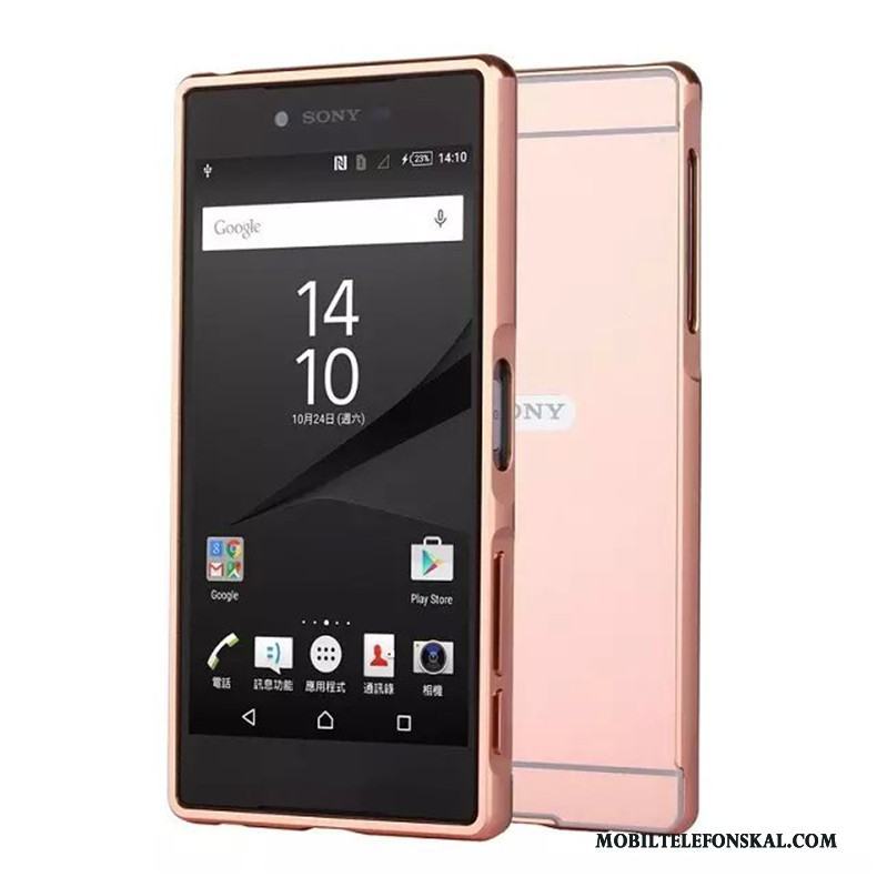 Sony Xperia Xz Premium Fallskydd Fodral Frame Skal Telefon Bakre Omslag Metall Rosa Guld