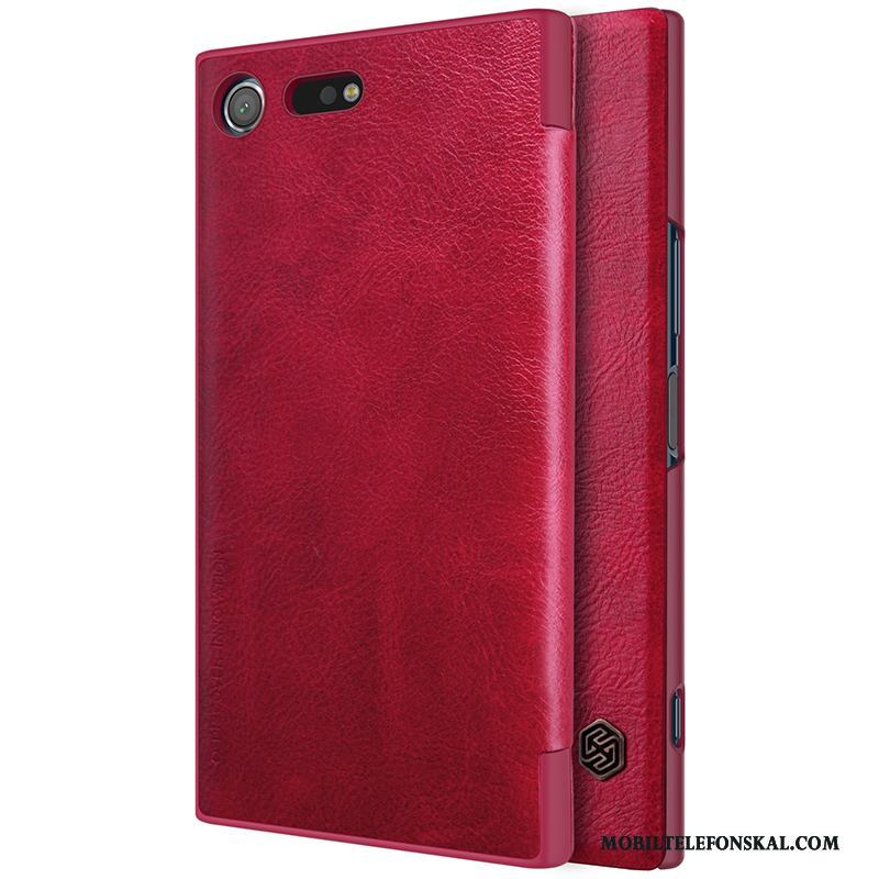 Sony Xperia Xz Premium Mobil Telefon Fodral Läderfodral Skal Telefon Business Skydd Guld