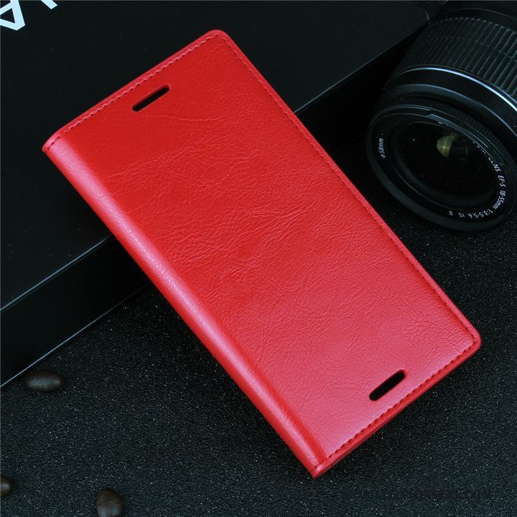 Sony Xperia Xz Skal Telefon Skydd Röd Clamshell Fodral Business Äkta Läder