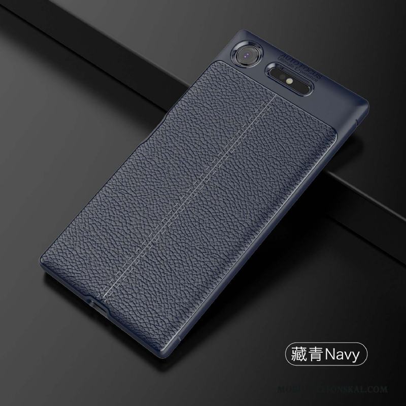 Sony Xperia Xz1 Fodral Mörkblå Silikon Skydd Skal Telefon Läder Personlighet