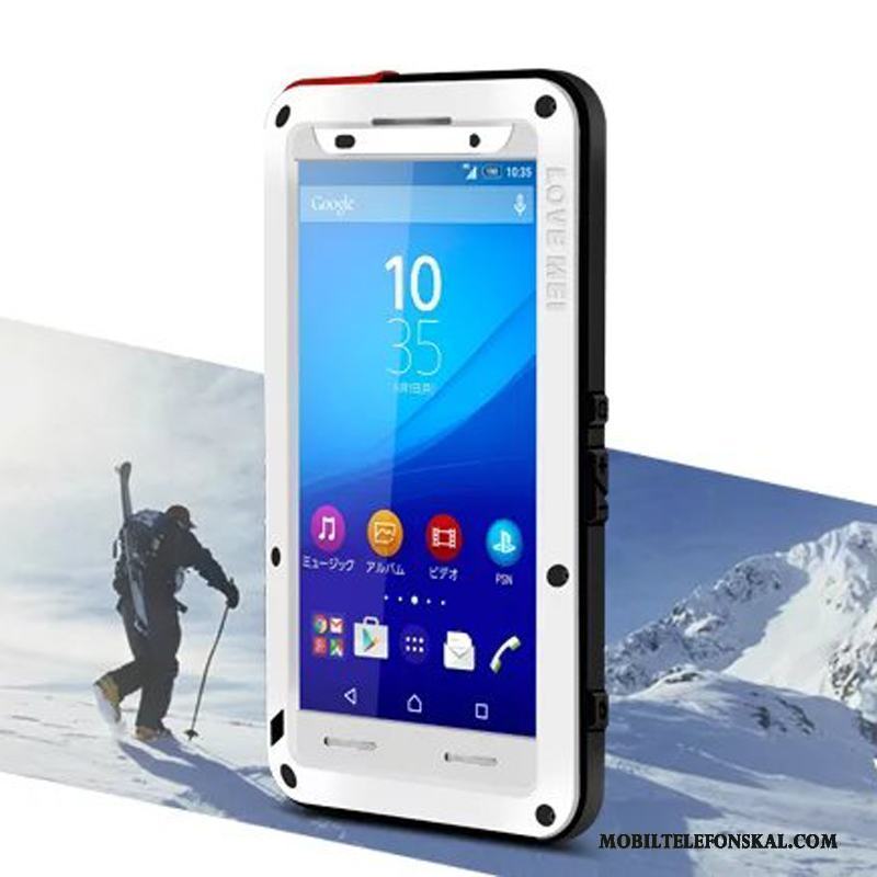Sony Xperia Z3+ Tre Försvar Vit Bakre Omslag Skal Telefon Skydd Fallskydd Metall