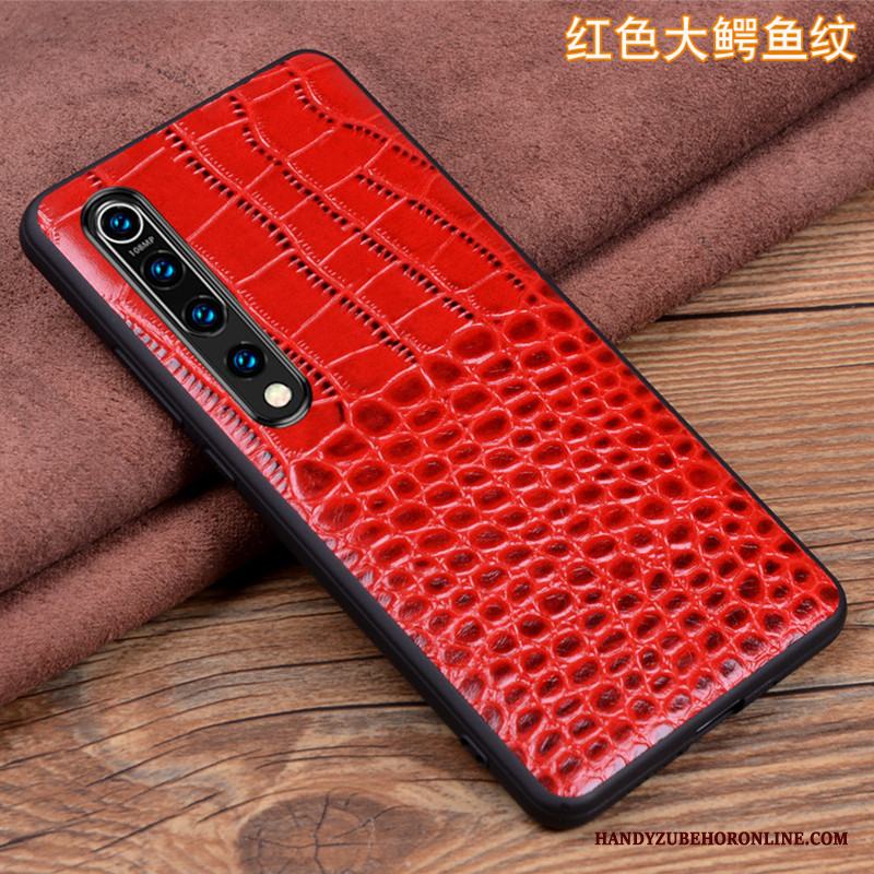 Xiaomi Mi 10 Slim Personlighet Liten Business Äkta Läder Skal Telefon Röd
