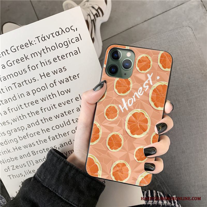 iPhone 11 Pro Cow Skal Telefon Silikon Orange Diamantform Net Red