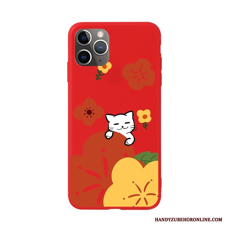iPhone 11 Pro Hund Skal Telefon Silikon Fodral Skydd Katt Röd