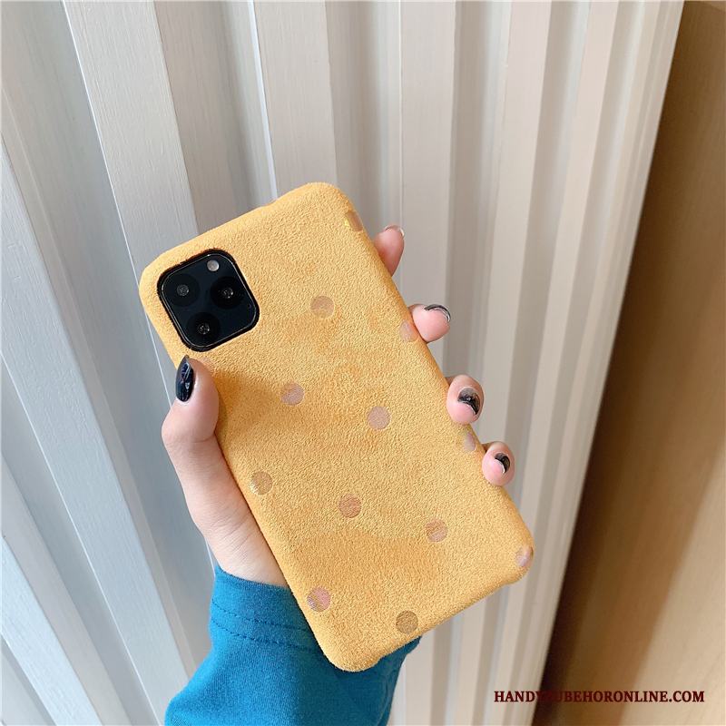 iPhone 11 Pro Max Skal Gul Fodral Flanell Skydd Polka Dot Kreativa Retro