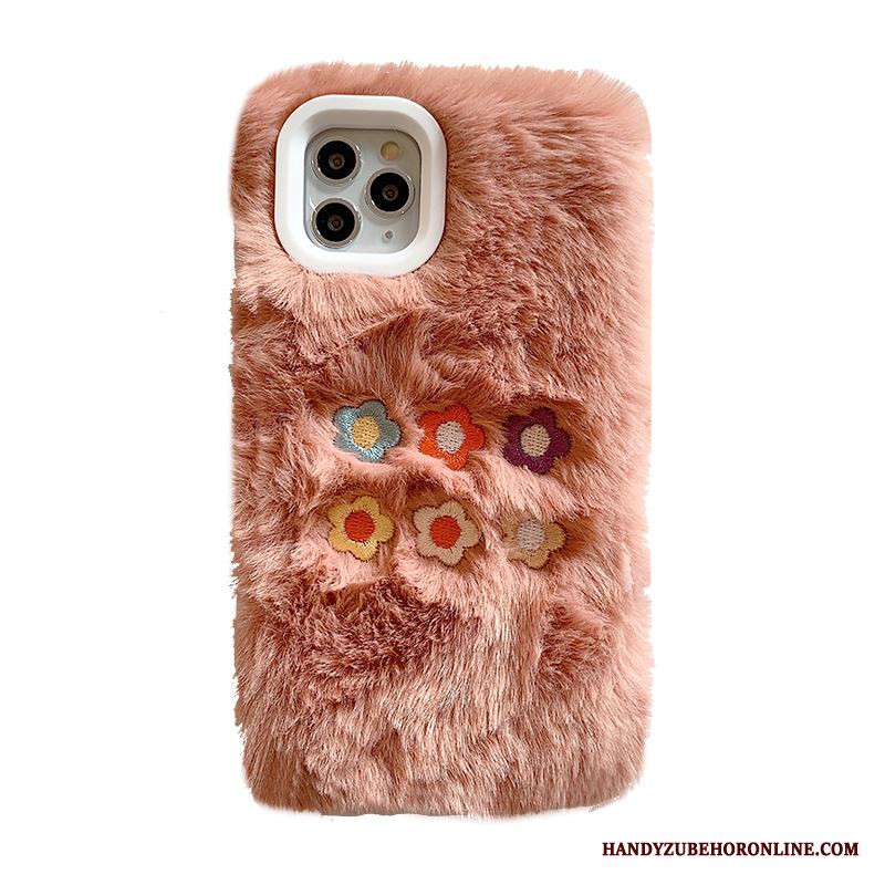 iPhone 11 Pro Rosa Skal Färg Fodral Velour Blommor Trend