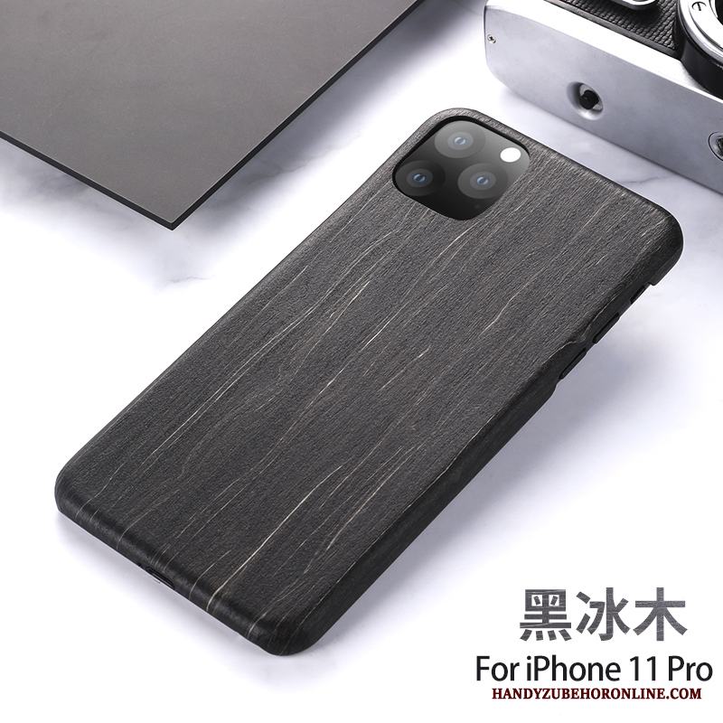 iPhone 11 Pro Skal Massivt Trä Personlighet Ny Wood Fodral Svart Skydd