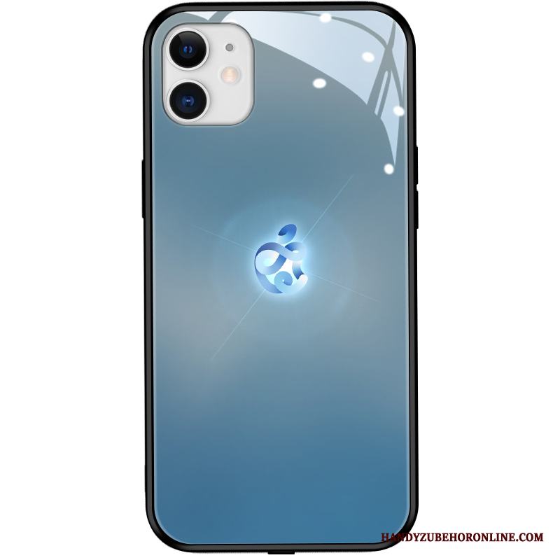 iPhone 12 Gradient Färg Blå Fodral Skydd Bakre Omslag Skal Telefon Glas