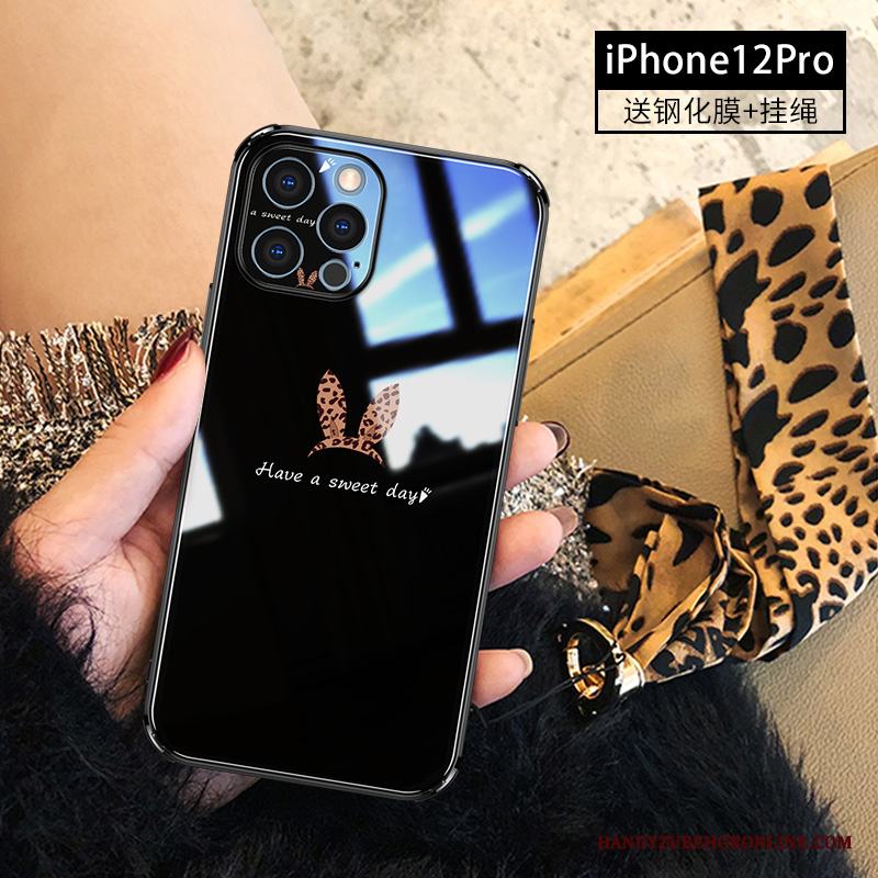 iPhone 12 Pro All Inclusive Svart Skal Telefon Fallskydd Leopard Hängsmycken Mode