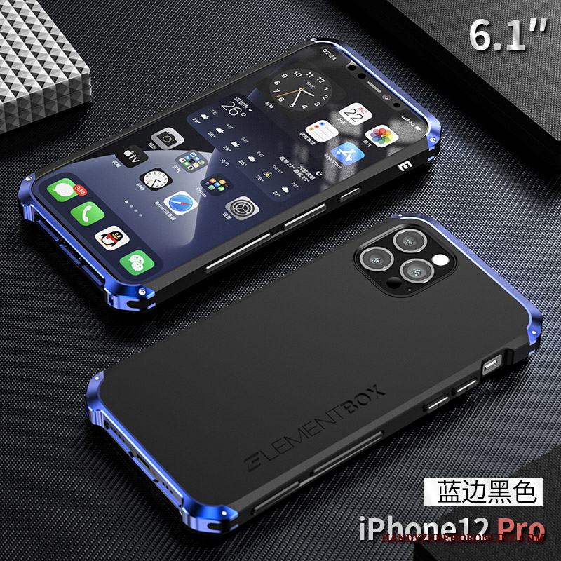 iPhone 12 Pro Skal Telefon Blå Metall Ny Frame All Inclusive Skydd