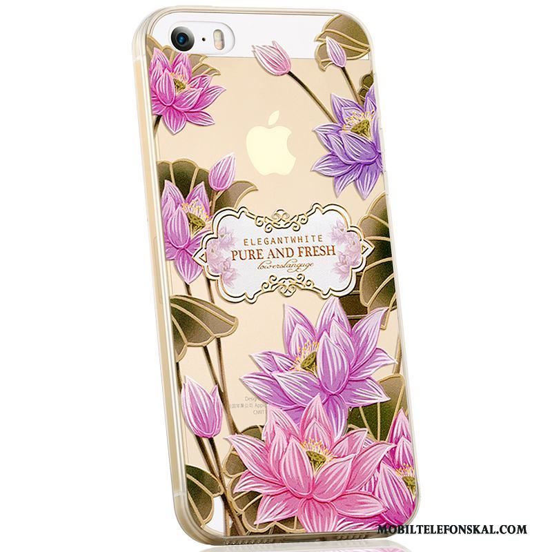 iPhone 5/5s Fodral Fallskydd Tecknat Silikon Skal Telefon Mjuk Purpur