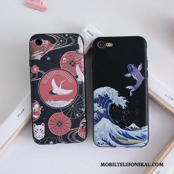 iPhone 5/5s Skal Fodral Svart Silikon Mjuk Crane Japansk Cherry