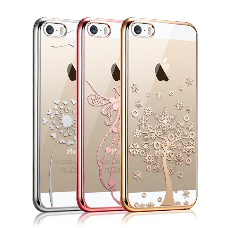 iPhone 5/5s Skal Plating Ny Mobil Telefon Fodral Skydd Guld Transparent