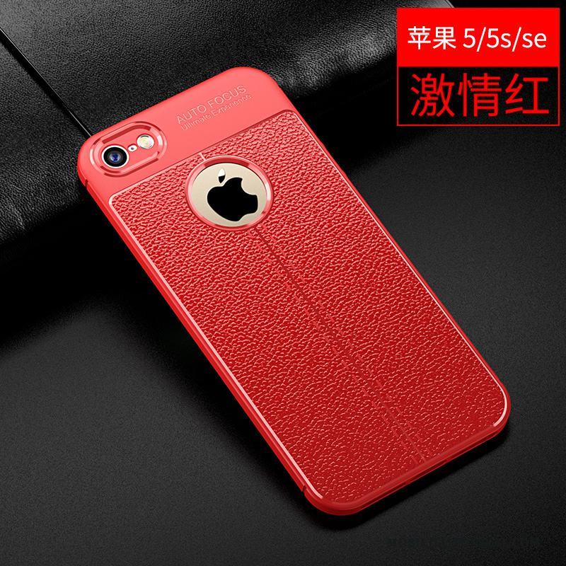 iPhone 5/5s Trend Mönster Röd Silikon Grå Läder Skal Telefon