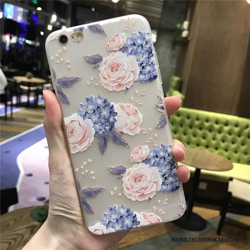 iPhone 6/6s Blommor Mjuk Rose Silikon Skal Telefon Blå Skydd