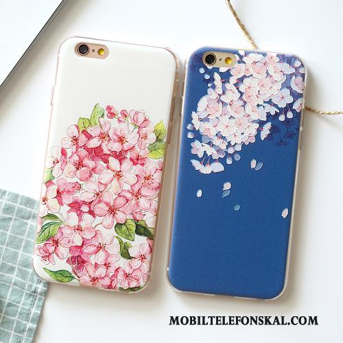 iPhone 6/6s Lättnad Skal Telefon Fodral Blommor Konst Ny Blå