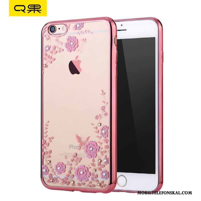 iPhone 6/6s Plus Fallskydd Mjuk Lyxiga Skal Telefon Silikon Rosa Guld Strass