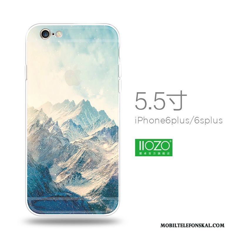 iPhone 6/6s Plus Kinesisk Stil Lyxiga Mjuk Silikon Skal Mobil Telefon Blå