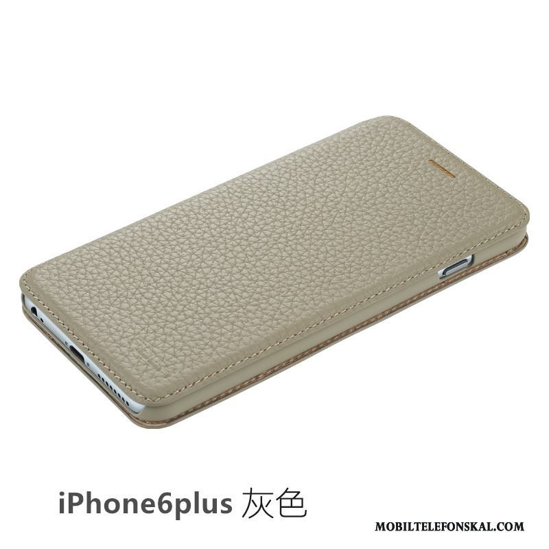 iPhone 6/6s Plus Läderfodral Täcka Slim Grå Skal Telefon Skydd