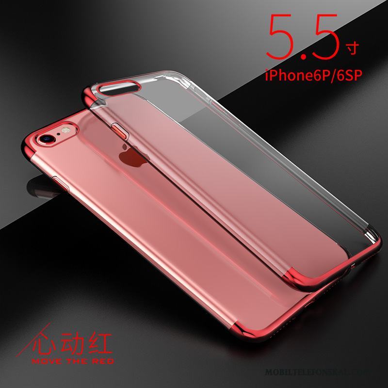 iPhone 6/6s Plus Mjuk All Inclusive Skal Silikon Plating Transparent Röd