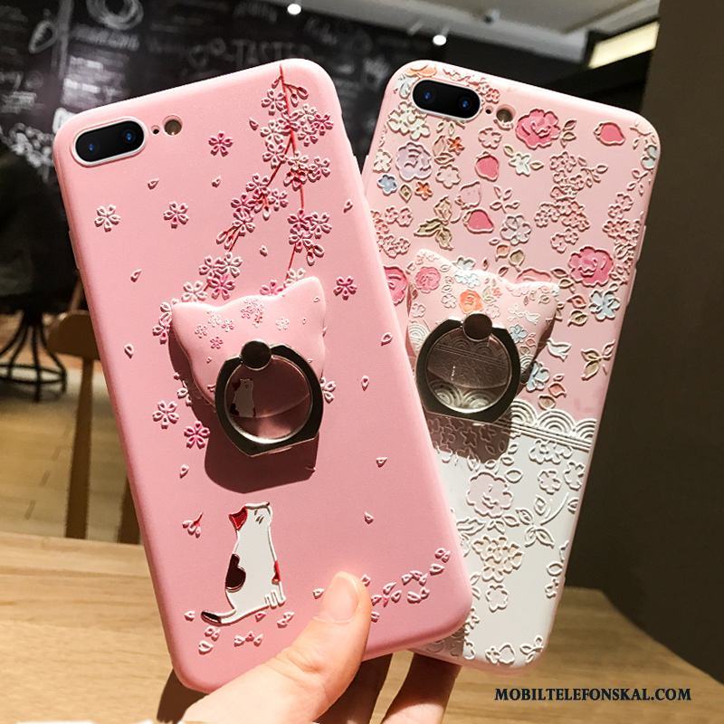 iPhone 6/6s Plus Skal Ring All Inclusive Tecknat Hängsmycken Katt Rosa Fallskydd