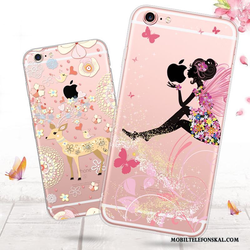 iPhone 6/6s Plus Skal Rosa Silikon Fallskydd Transparent All Inclusive Mjuk Tecknat