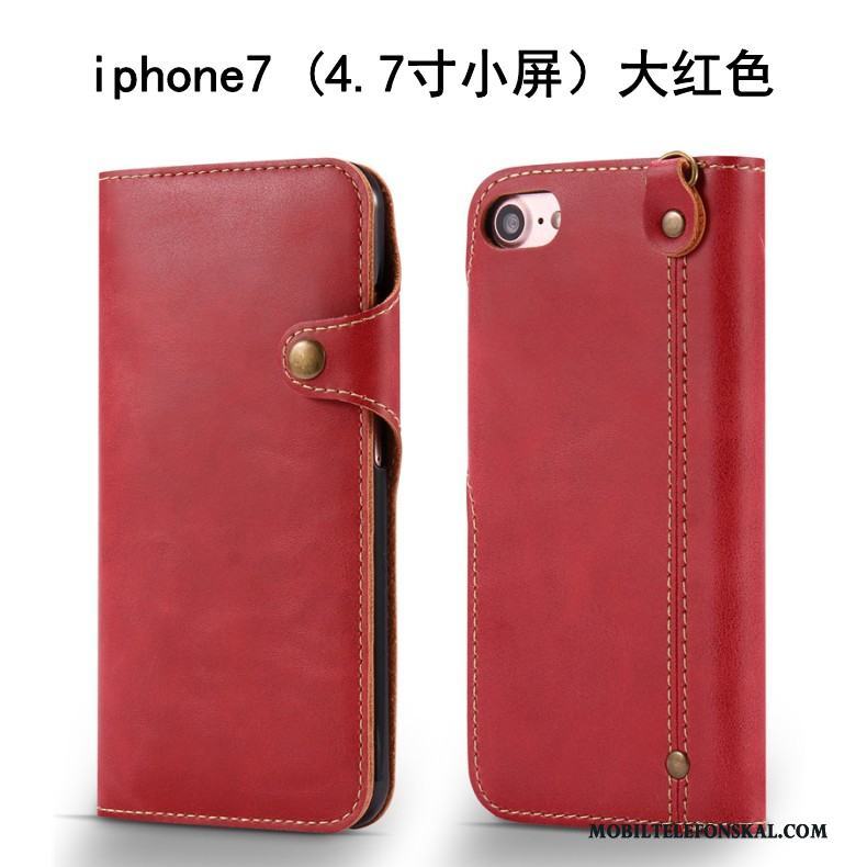 iPhone 7 Fallskydd Läderfodral Skal Telefon Mjuk Täcka Silikon Röd