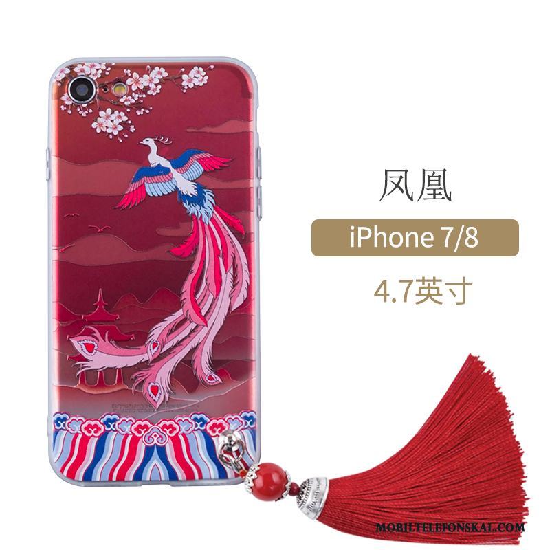iPhone 7 Fodral Konst Skydd Röd Skal Telefon Kinesisk Stil