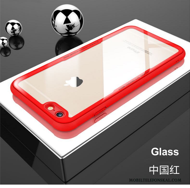 iPhone 7 Ny Fodral Silikon Transparent Skärmskydd Film Röd Skal Telefon