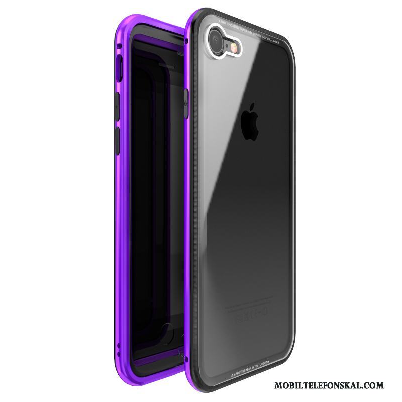 iPhone 7 Plus All Inclusive Purpur Fodral Skydd Härdat Glas Fallskydd Skal Telefon