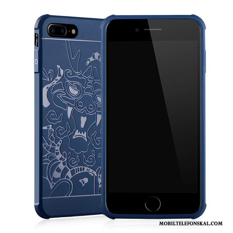 iPhone 7 Plus Mobil Telefon Fallskydd Nubuck Blå Mjuk Silikon Skal