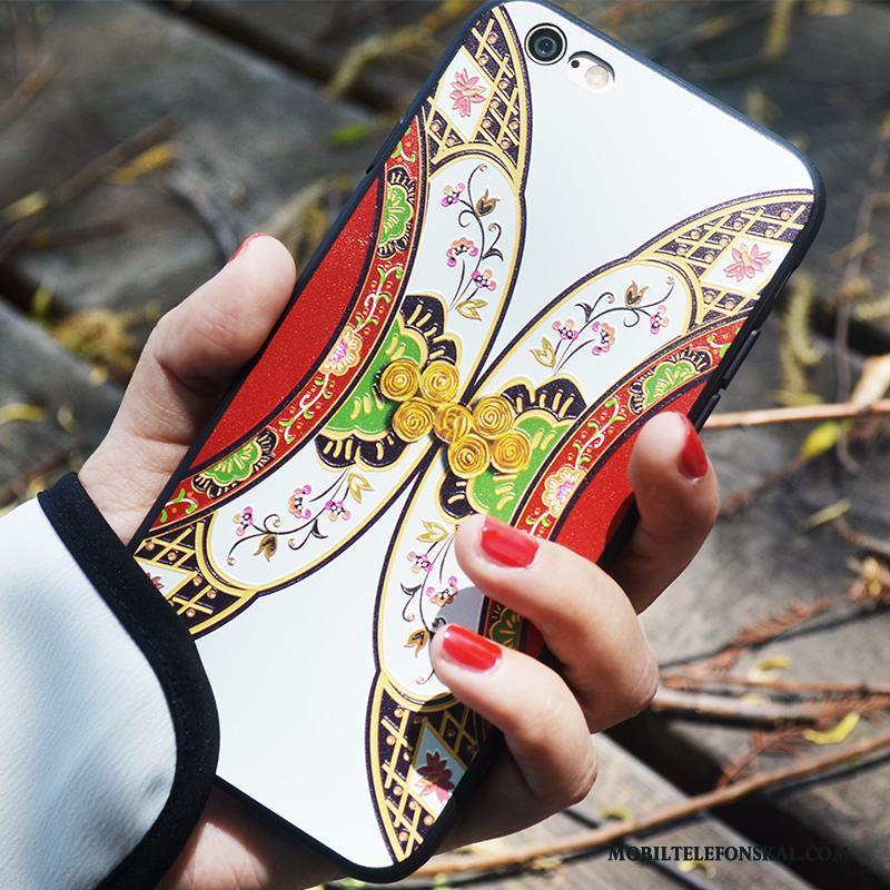 iPhone 7 Plus Skal Lättnad Mjuk Retro Etnisk Konst Vit Kinesisk Stil