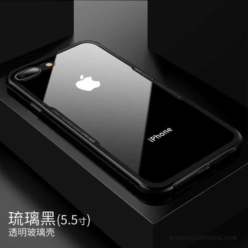 iPhone 7 Plus Skydd Skal Telefon Transparent Svart Fodral Glas Trend