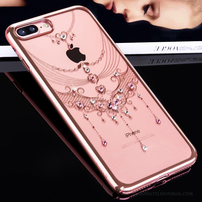 iPhone 7 Plus Strass Fallskydd Skal Telefon Lyxiga Hård Fodral Rosa Guld