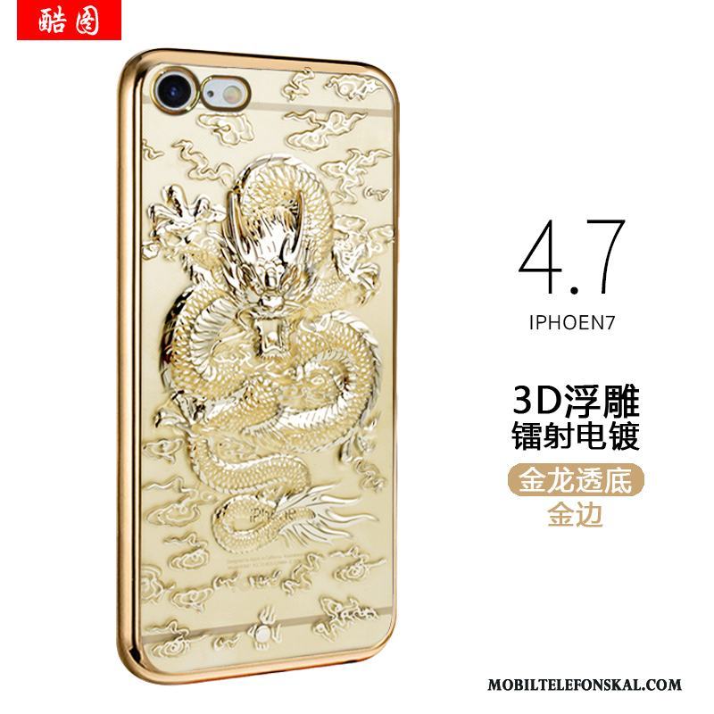 iPhone 7 Skal Kinesisk Drake Trend Guld Skydd Fodral Mjuk Fallskydd