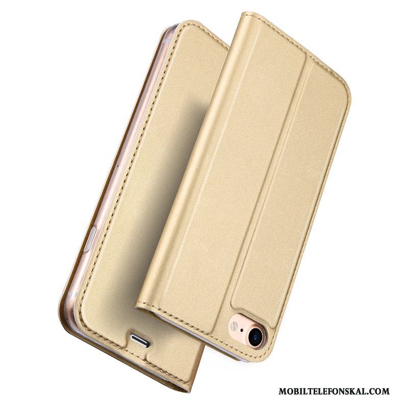 iPhone 7 Skal Skydd Läderfodral All Inclusive Tunn Fallskydd Kort Guld
