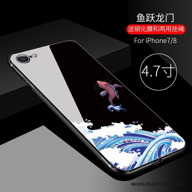 iPhone 7 Skal Telefon Kinesisk Stil Ny Fallskydd Svart Glas Originalitet