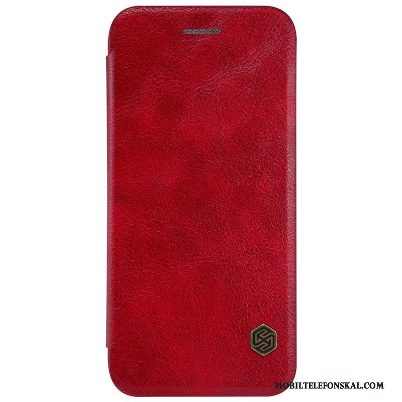 iPhone 7 Skydd Skal Telefon Röd Läderfodral Mobil Telefon Guld