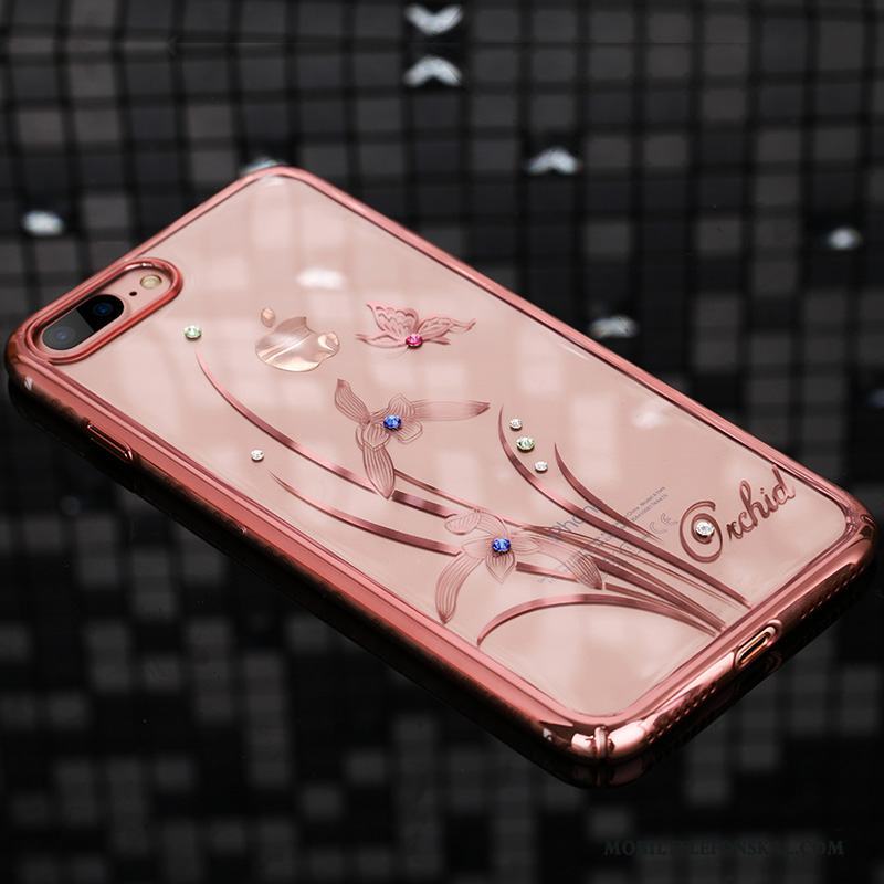 iPhone 7 Strass Fallskydd Hård Rosa Guld Skal Telefon Lyxiga Plating
