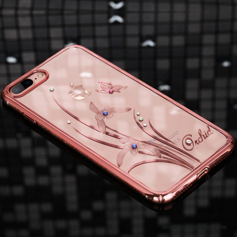 iPhone 7 Strass Fallskydd Hård Rosa Guld Skal Telefon Lyxiga Plating