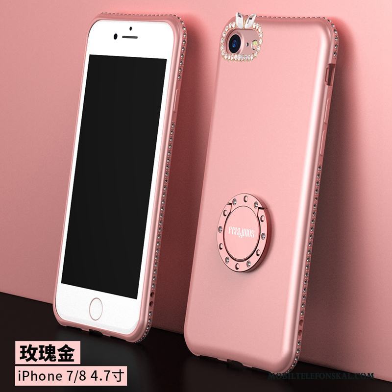 iPhone 7 Strass Rosa Support Mjuk Silikon Skal Telefon Nubuck