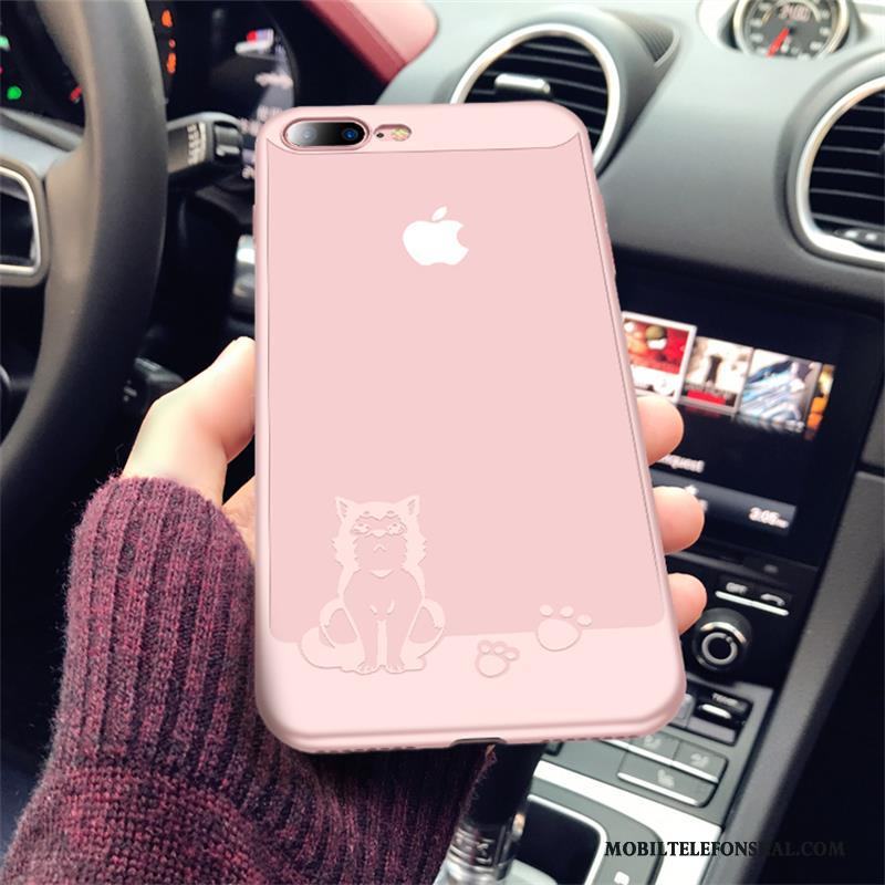 iPhone 8 Plus Fallskydd Transparent Fodral Skal Telefon Mjuk Silikon Rosa