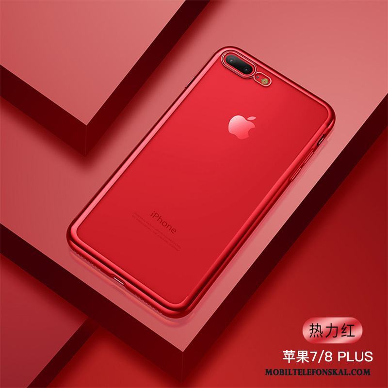 iPhone 8 Plus Fallskydd Transparent Röd Mjuk Slim Skal Telefon Fodral