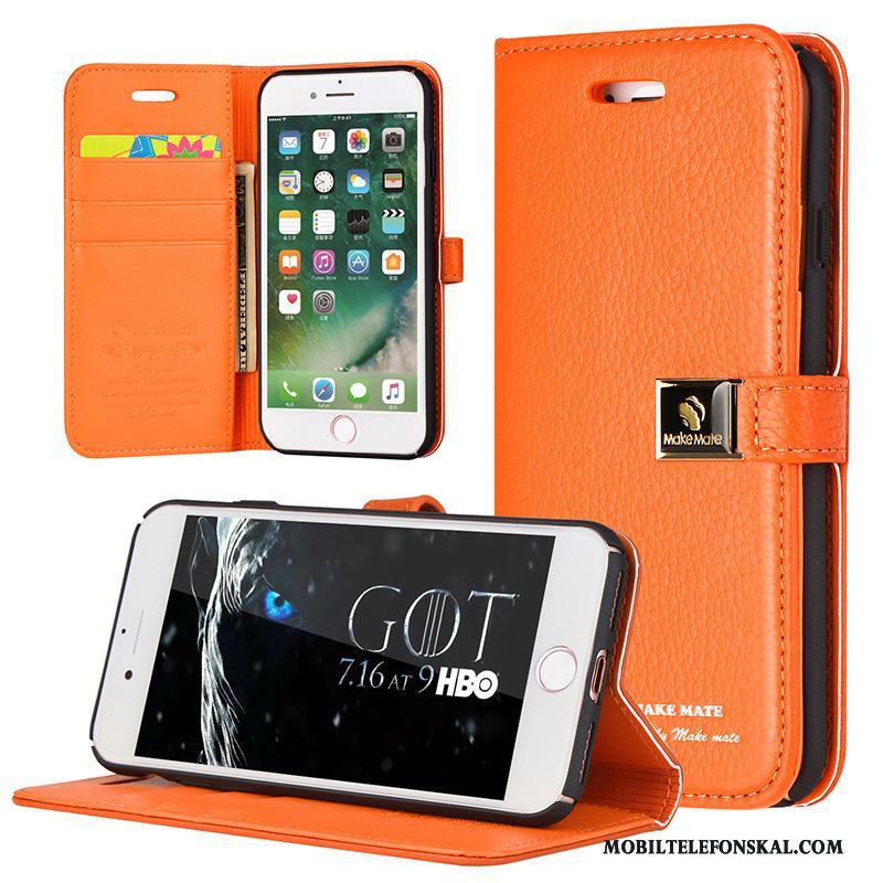 iPhone 8 Plus Fodral Kreativa Personlighet Orange Skal Telefon Läderfodral Täcka