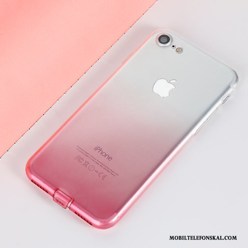 iPhone 8 Plus Kreativa Skal Telefon Silikon Mjuk Gradient Färg Transparent Röd