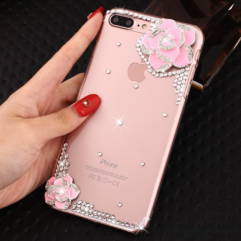 iPhone 8 Plus Med Strass Rosa Ny Fodral Transparent Skal Skydd